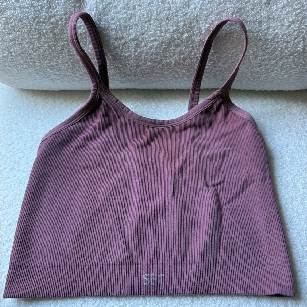 SET Active SCULPT FLEX Ribbed Tank Sports Bra in Rose